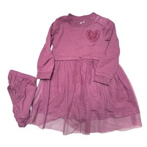 Carters 18M Baby Girls‎ Dress Outfit Set Embroidered Heart Long Sleeve Mauve